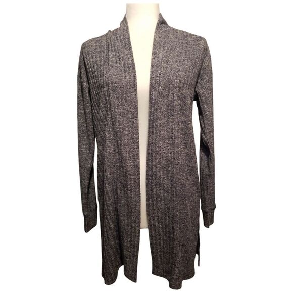 Loft Open Cardigan Mid Length Gray Chambray Size Small - Picture 1 of 6